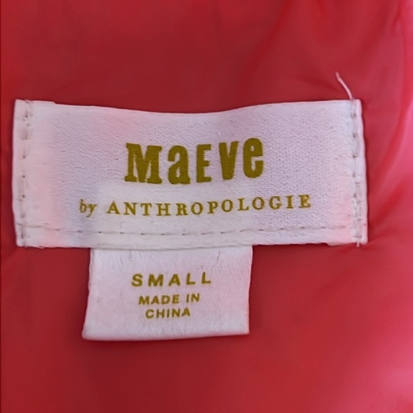 Anthropologie Maeve Coral/Pink Longline Cinched Puffer Jacket Coat Size Small - Picture 7 of 12